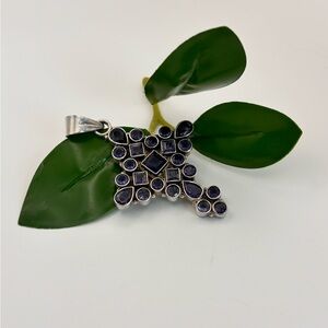 Sterling Silver 925 Amethyst Gemstone Cross Pendant